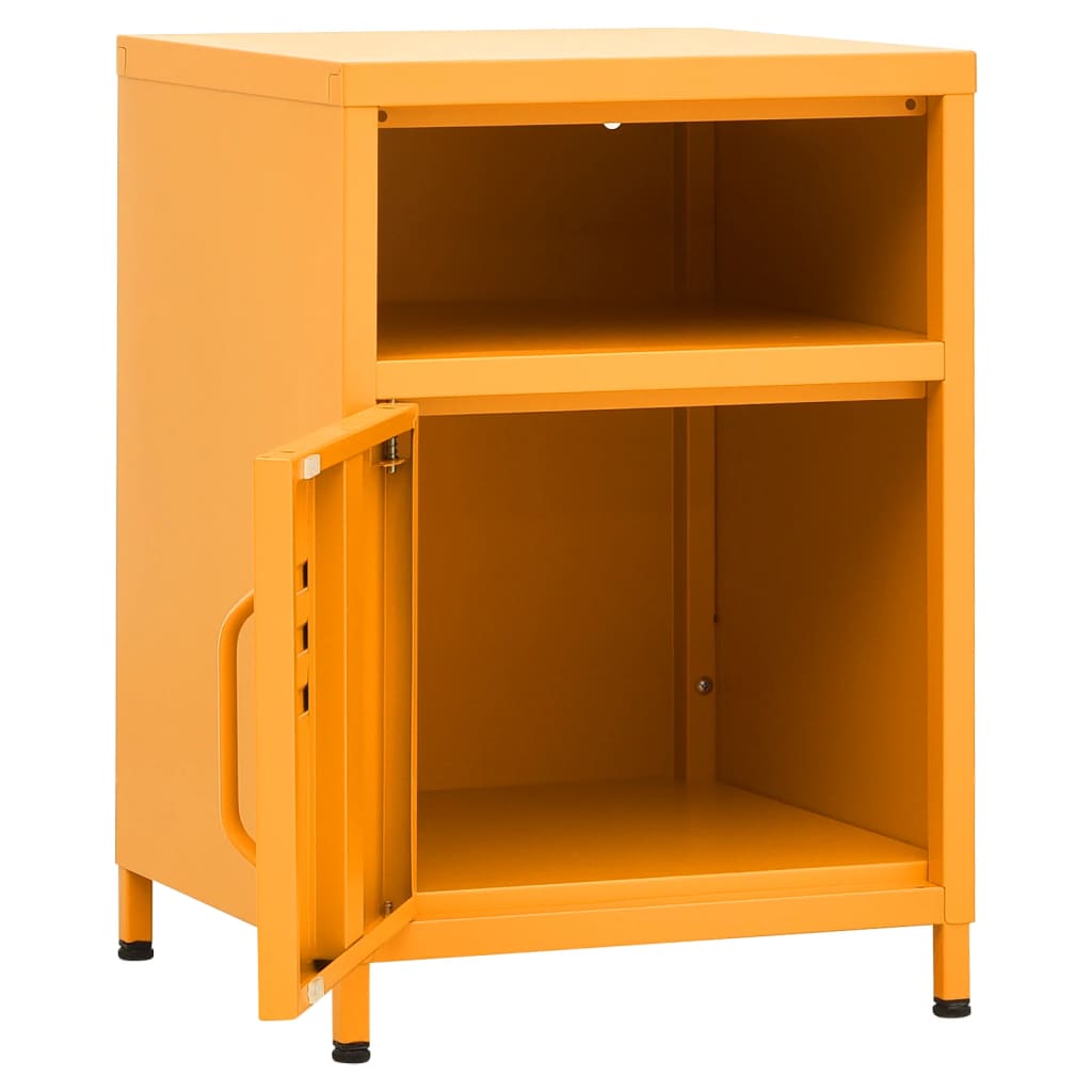 Mustard Yellow Steel Nightstand - 35x35x51 cm Modern Design