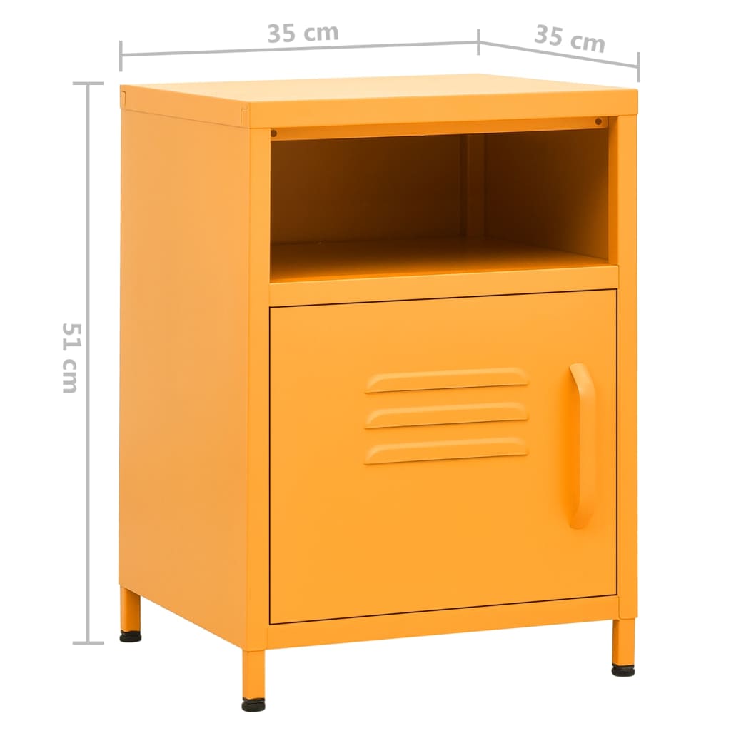 Mustard Yellow Steel Nightstand - 35x35x51 cm Modern Design