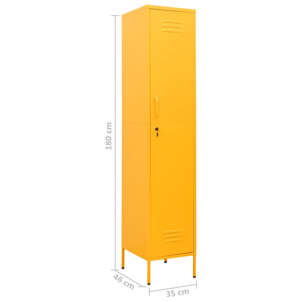 Mustard Yellow Steel Locker Cabinet 35x46x180 cm