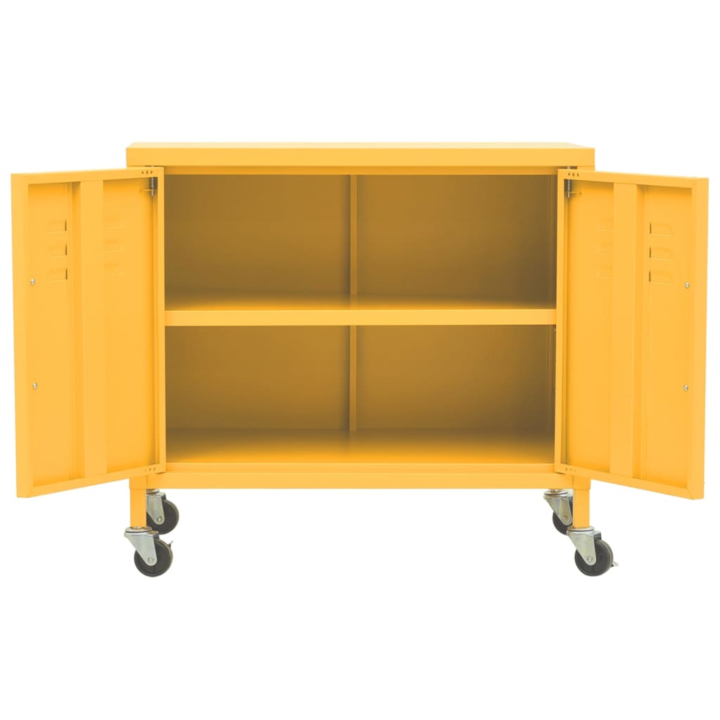 Mustard Yellow Steel Storage Cabinet 60x35x56 cm