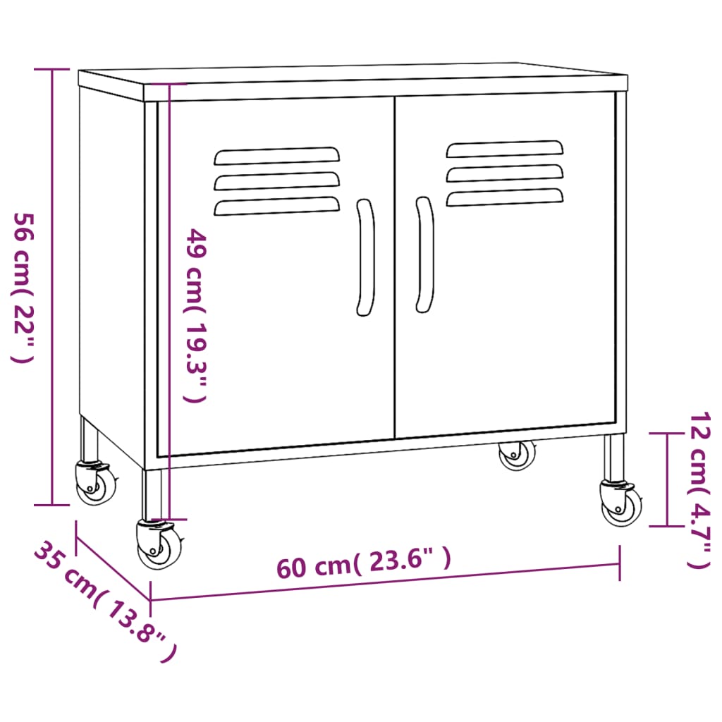 Mustard Yellow Steel Storage Cabinet 60x35x56 cm