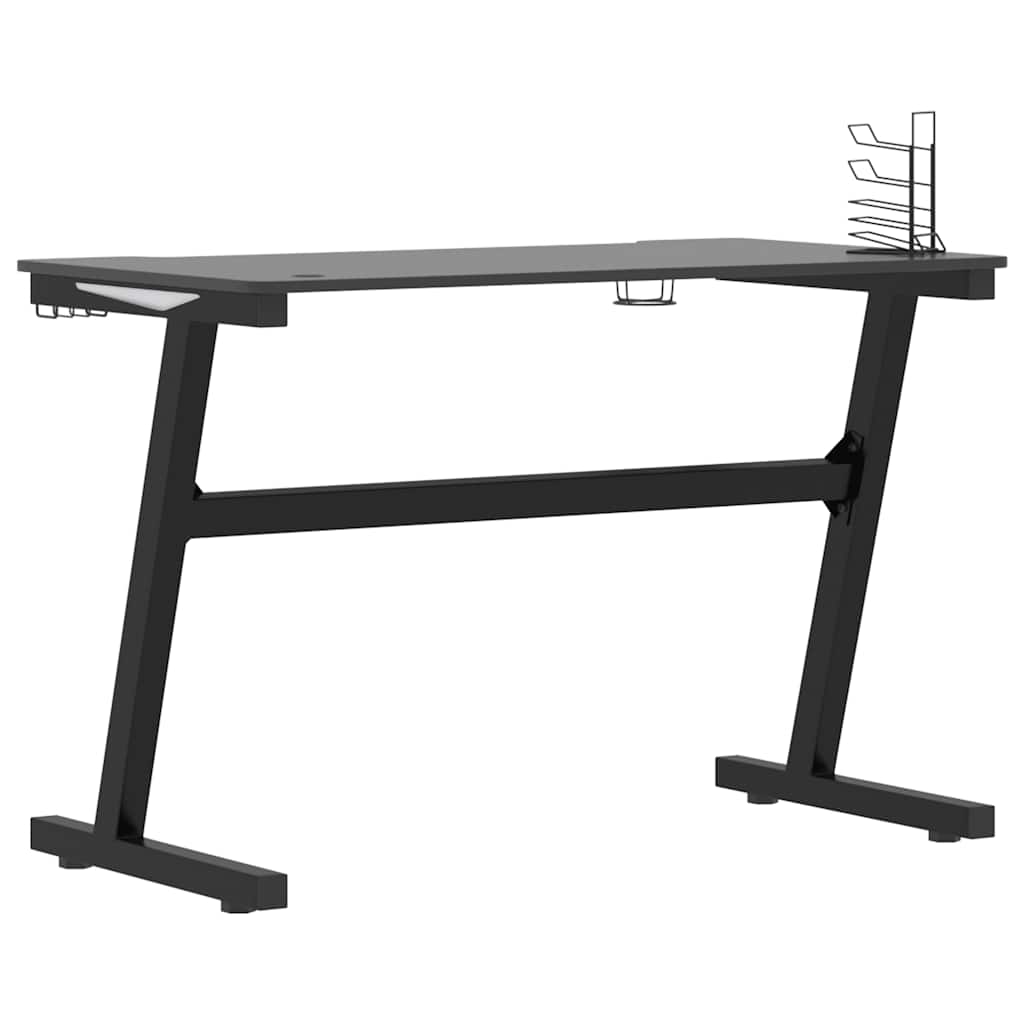 Z-Shaped Black LED Gaming Desk - 110x60x75 cm, Sleek & Durable