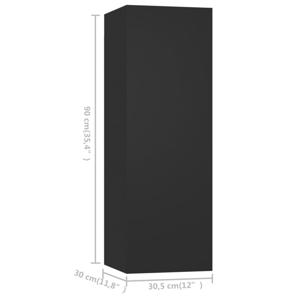 5 Piece TV Cabinet Set Black Engineered Wood