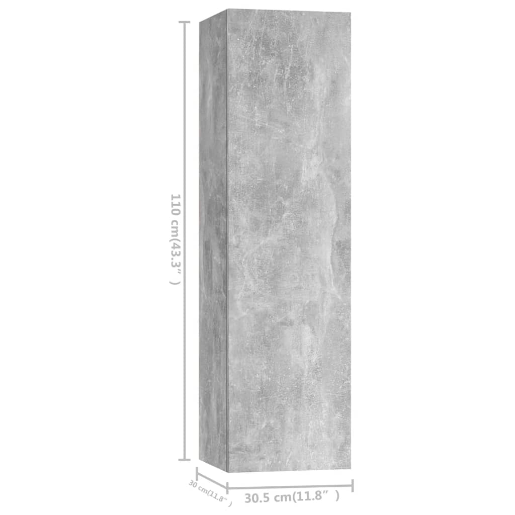 4 Piece TV Cabinet Set Concrete Grey Engineered Wood