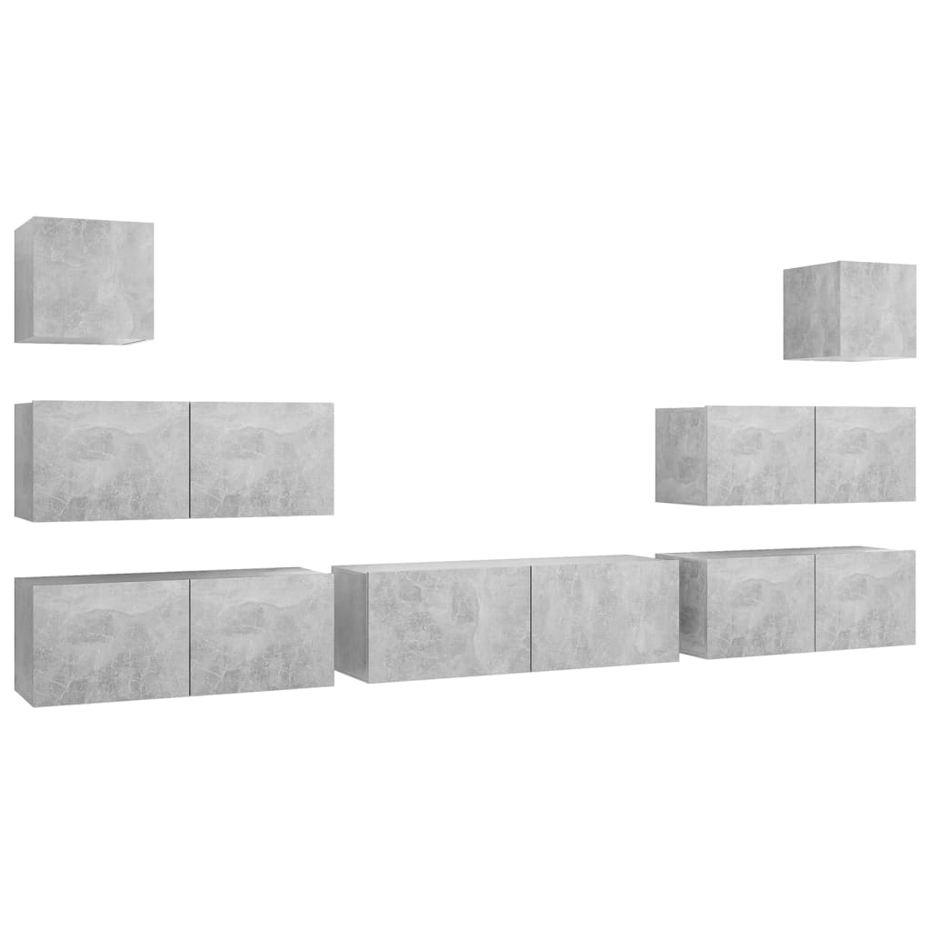 7 Piece TV Cabinet Set Concrete Grey Engineered Wood