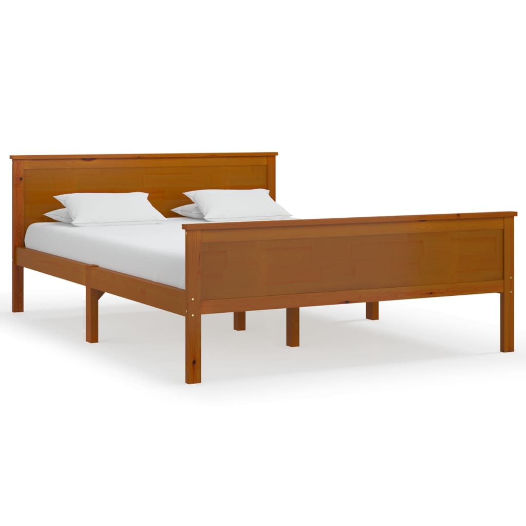 Bed Frame without Mattress Honey Brown Solid Wood Pine 140x200cm