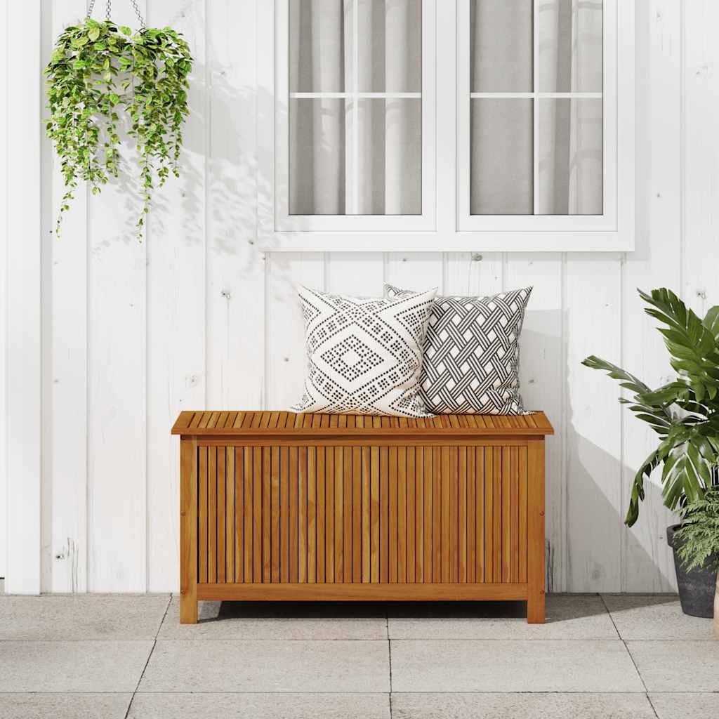 Solid Acacia Wood Garden Storage Box 113x50x58 cm Outdoor Solution