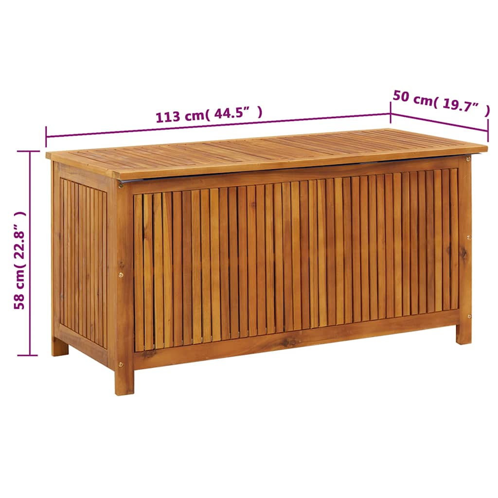Solid Acacia Wood Garden Storage Box 113x50x58 cm Outdoor Solution