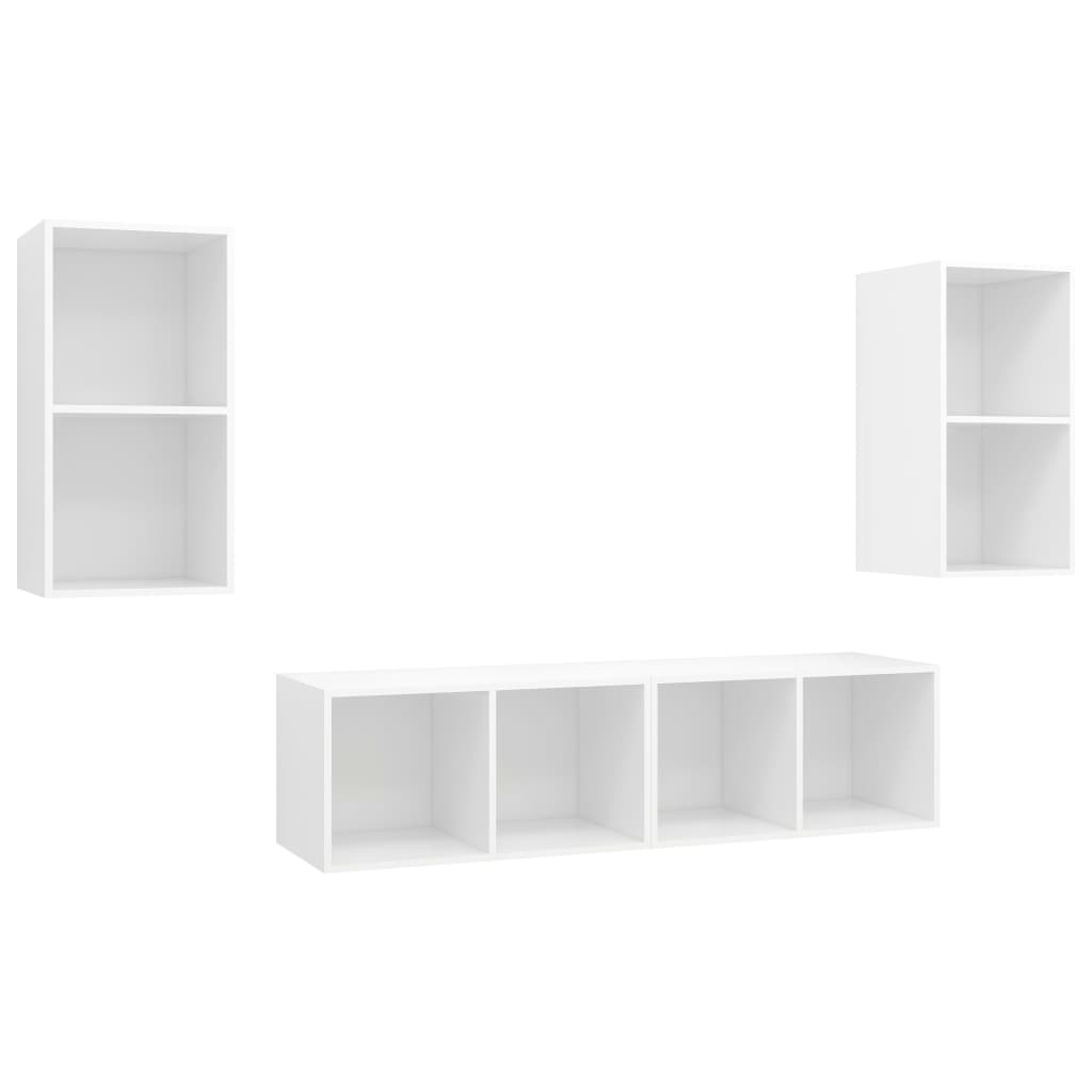 Wall-mounted TV Cabinets 4 pcs White Engineered Wood