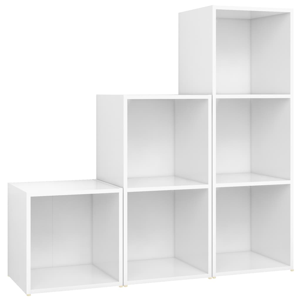 3 Piece TV Cabinet Set White Engineered Wood