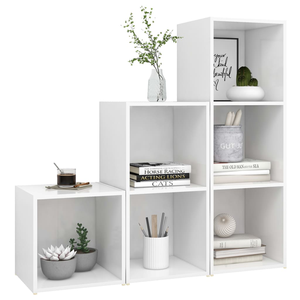 3 Piece TV Cabinet Set White Engineered Wood