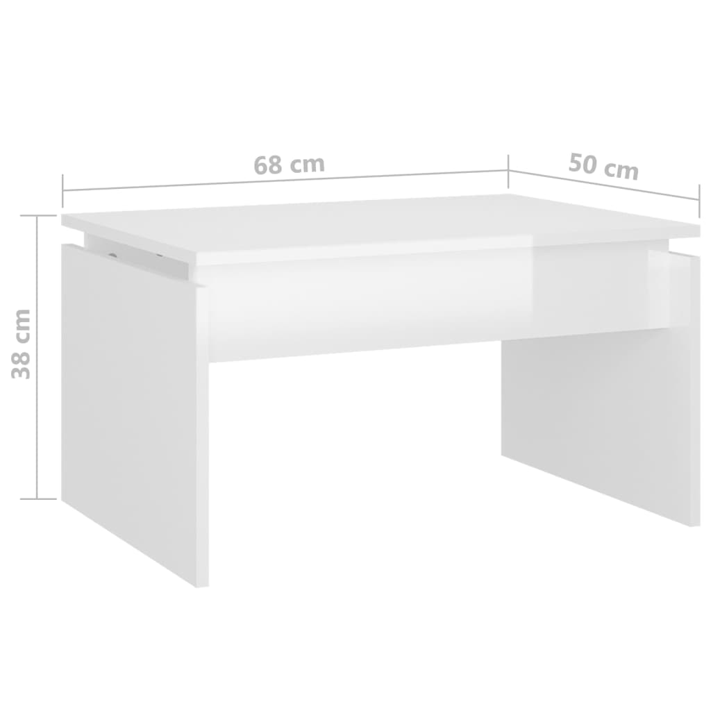 Coffee Table High Gloss White 68x50x38 cm Engineered Wood