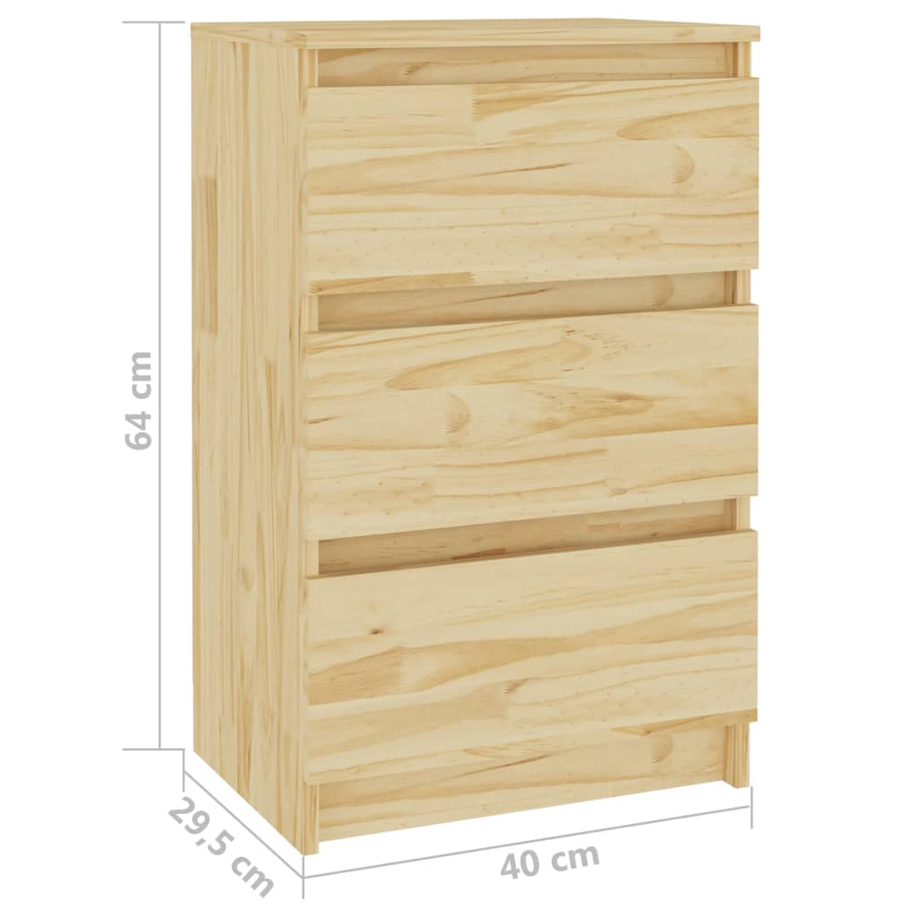 Solid Pine Wood Bedside Cabinets - Set of 2, 40x29.5x64 cm