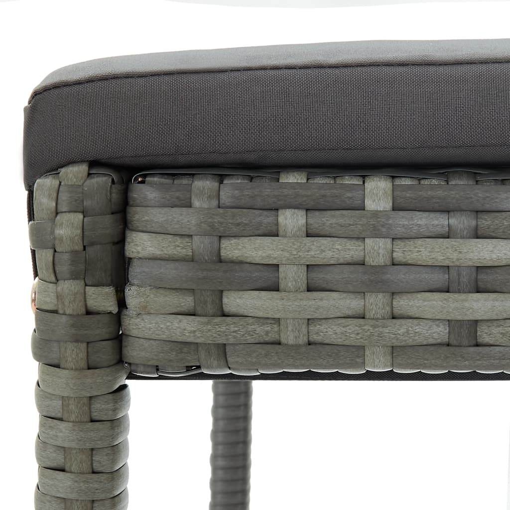 Grey Poly Rattan Garden Bar Stools with Cushions - Set of 2