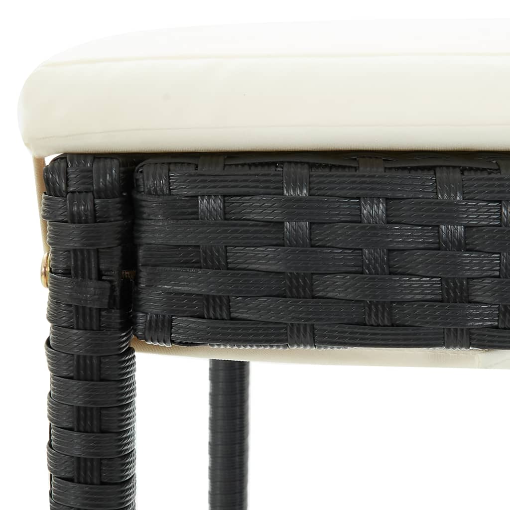 Black Poly Rattan Garden Bar Stools with Cushions, Set of 4