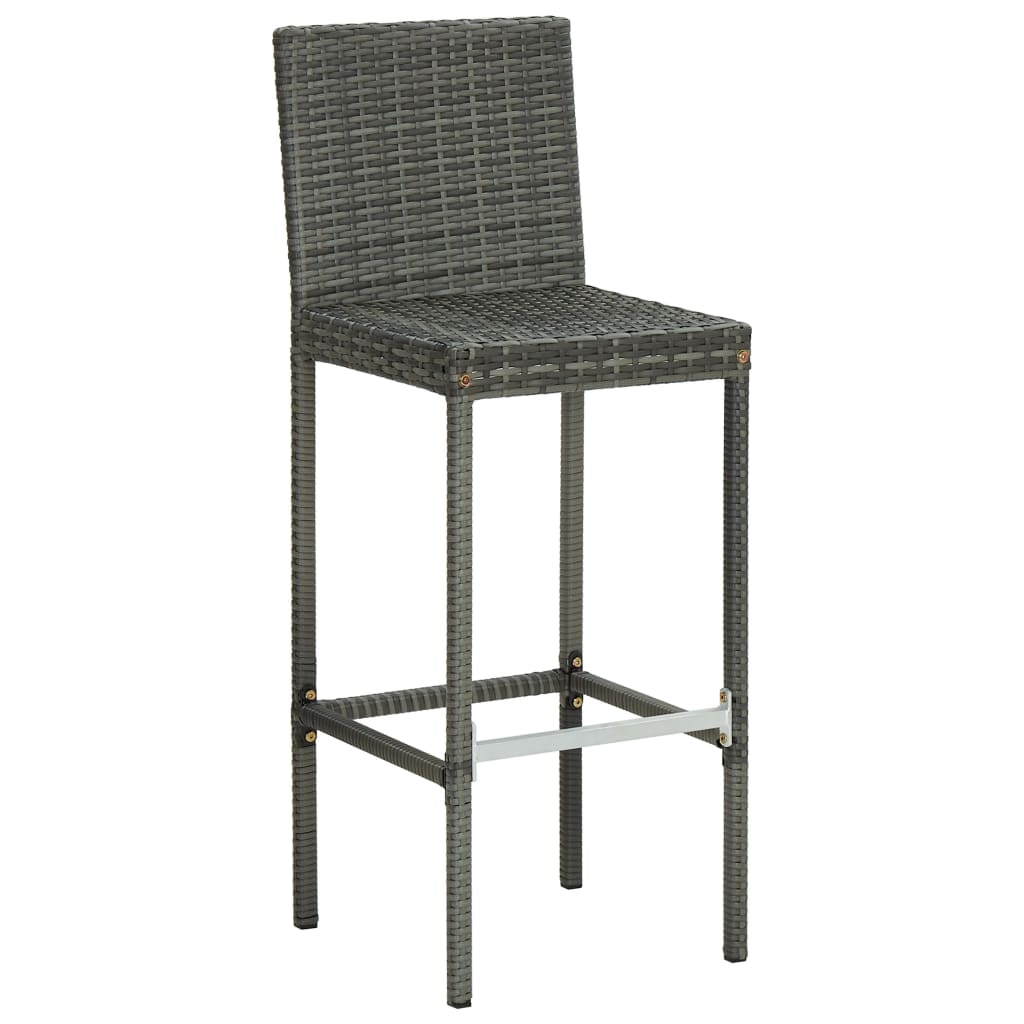 4 Grey Poly Rattan Garden Bar Stools with Cushions