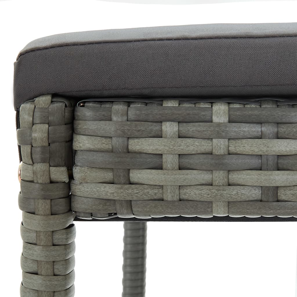 4 Grey Poly Rattan Garden Bar Stools with Cushions