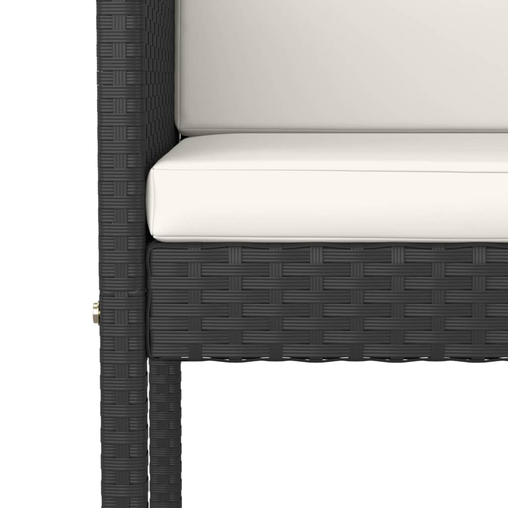 Black Poly Rattan Bar Stools Set of 2 with Cushions