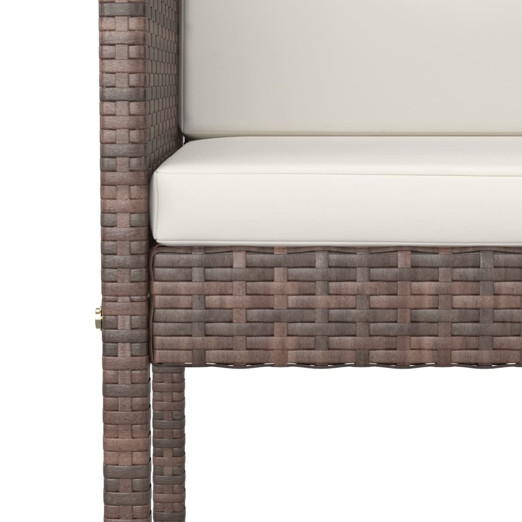 Brown Poly Rattan Bar Stools with Cushions - Set of 4