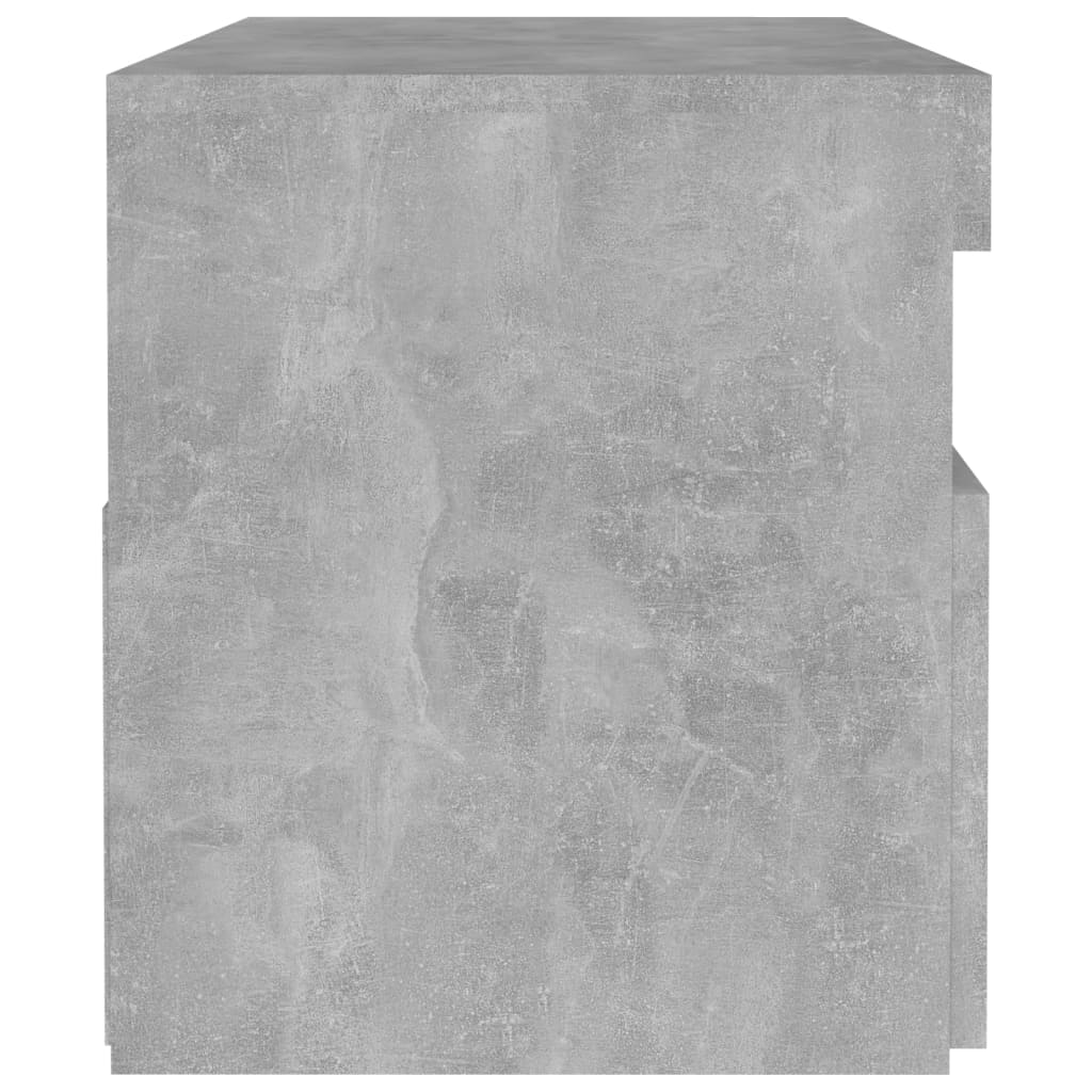 Concrete Grey Bedside Cabinet with LED Lights - 60x35x40 cm