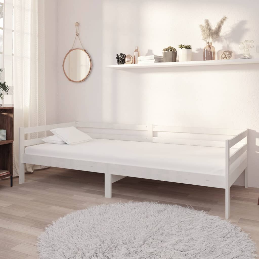 White Solid Wood Pine Day Bed Frame 90x200cm - No Mattress Included