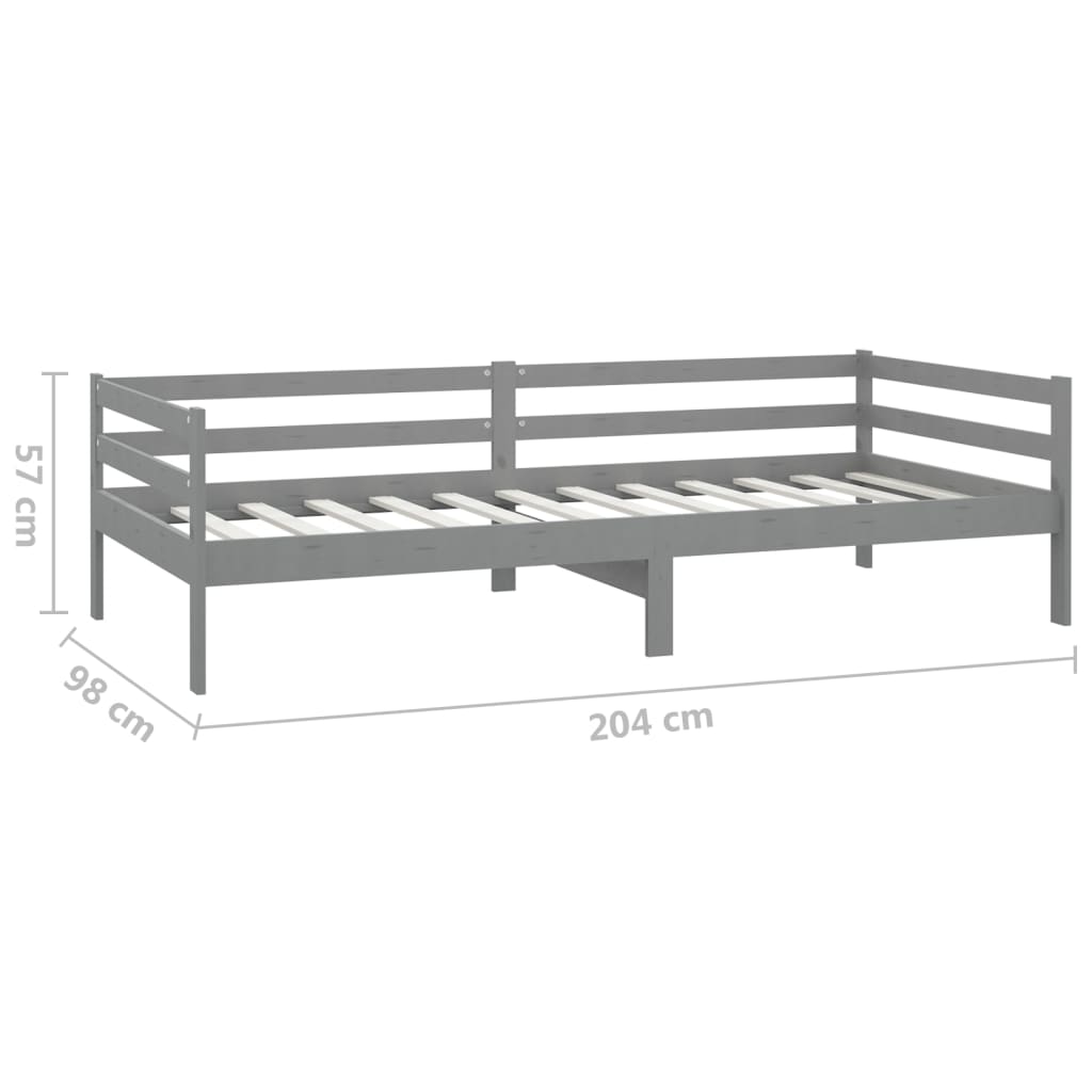 Solid Pine Day Bed, Grey, 90x200cm - Mattress Not Included
