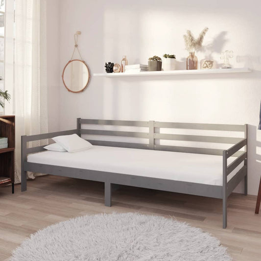 Grey Solid Pine Wood Day Bed Frame 90x200cm - No Mattress Included