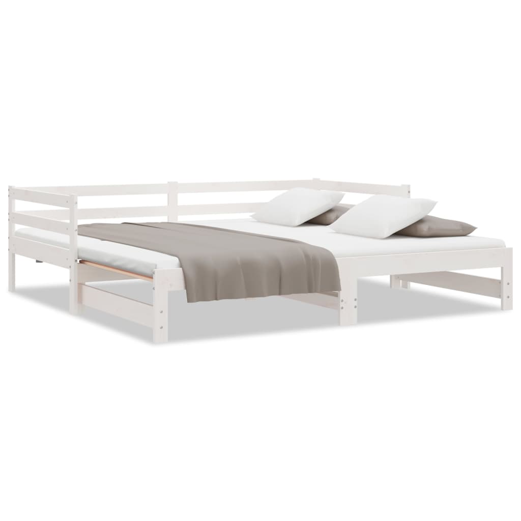 White Pull-Out Day Bed Frame 2x(90x200)cm - No Mattress Included