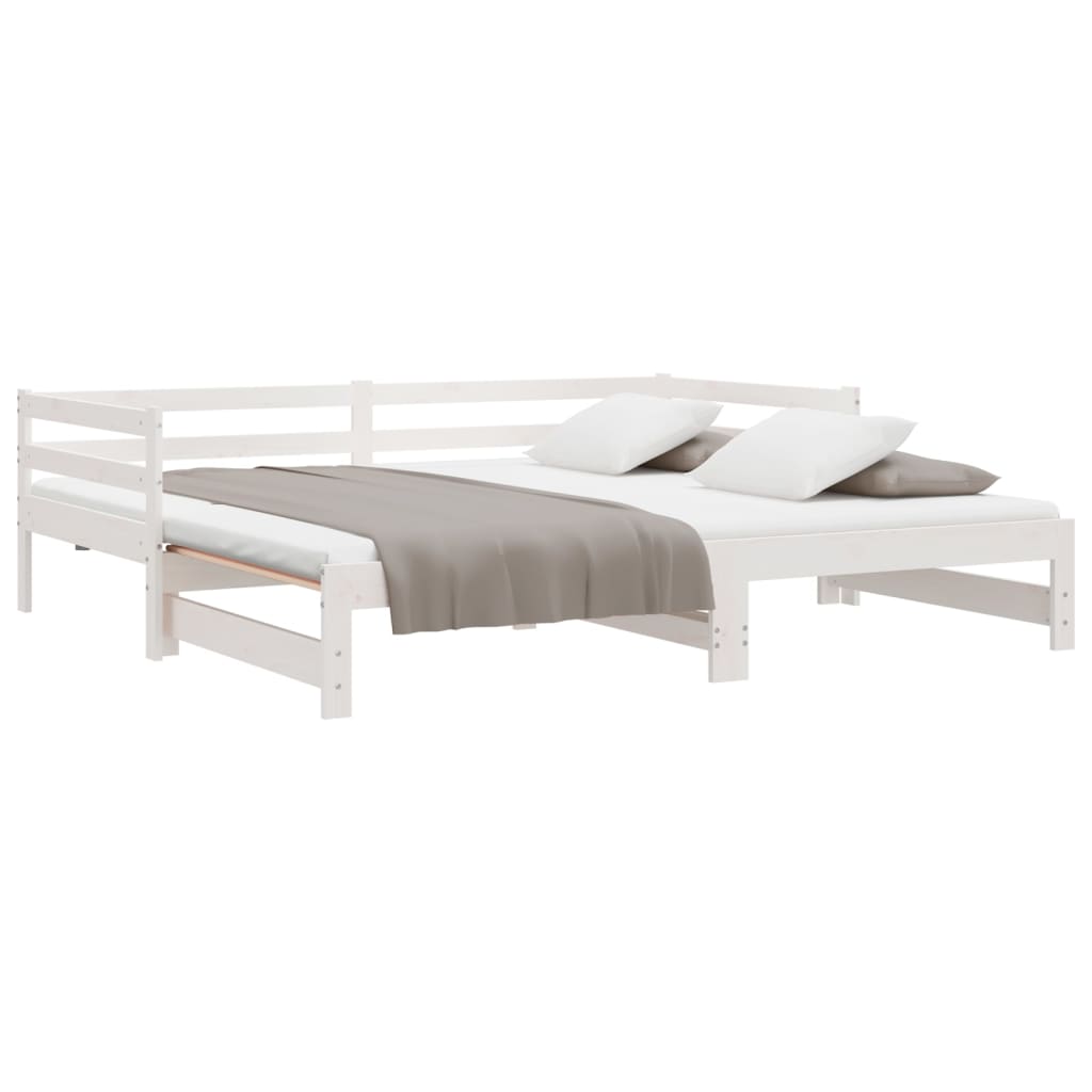 White Pull-Out Day Bed Frame 2x(90x200)cm - No Mattress Included
