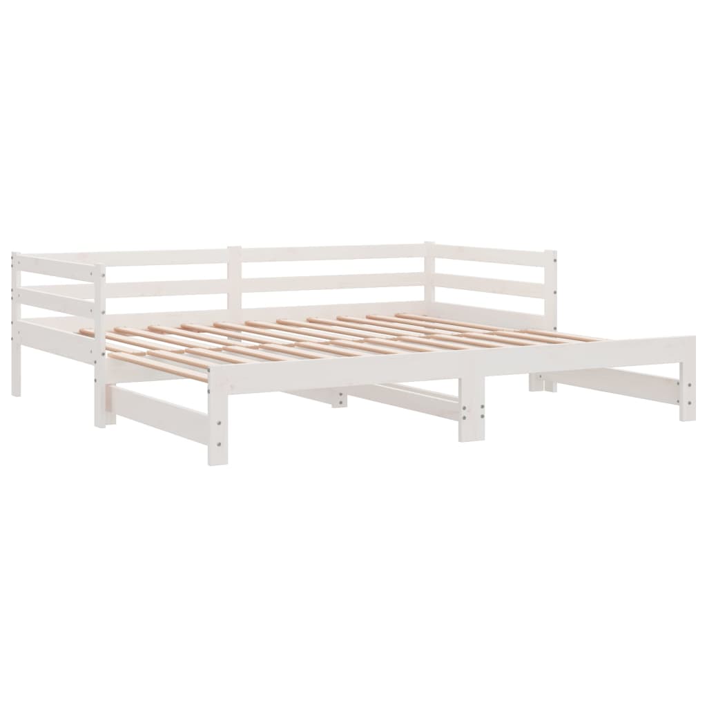 White Pull-Out Day Bed Frame 2x(90x200)cm - No Mattress Included