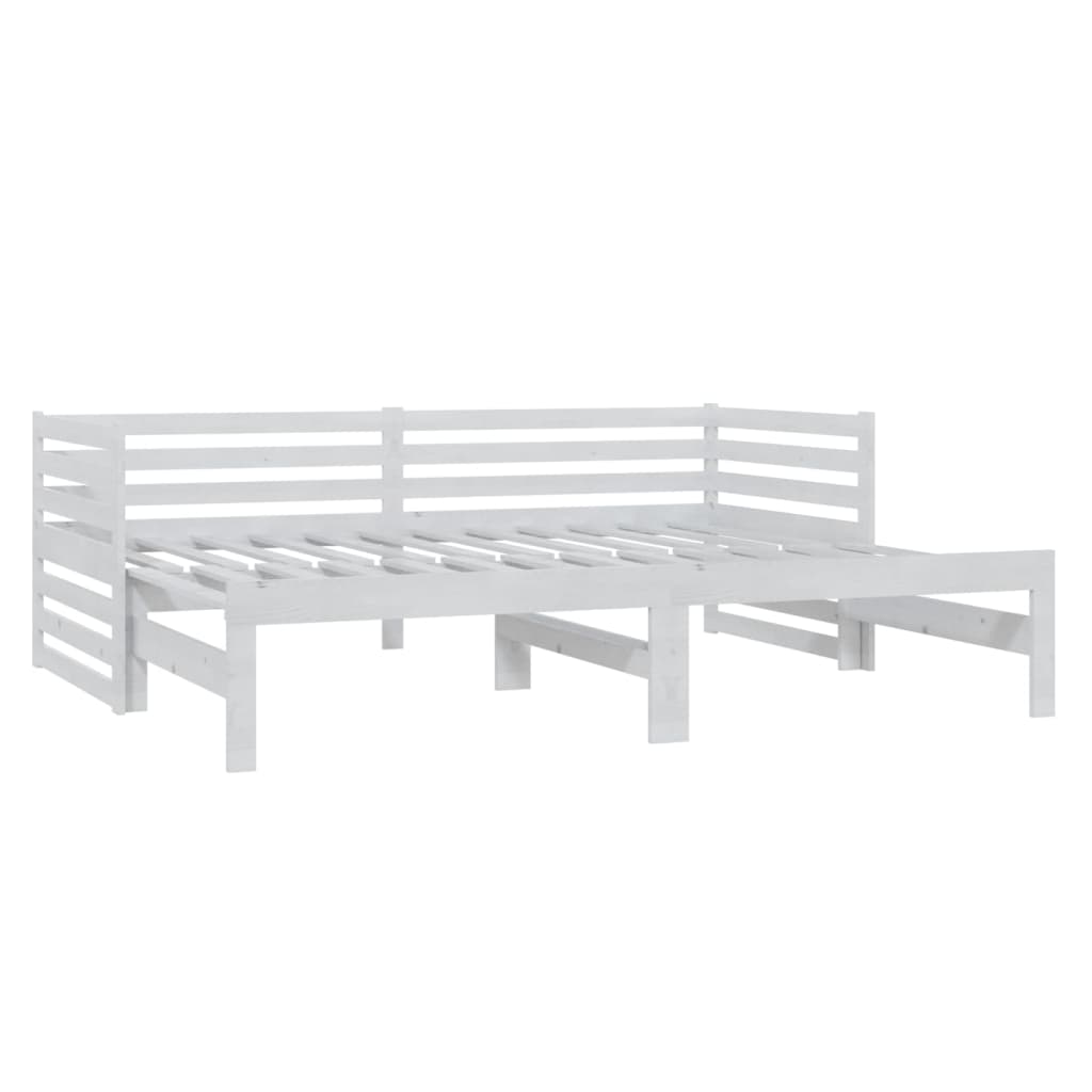 White Pull-out Day Bed Frame - No Mattress, 2x(90x200)cm