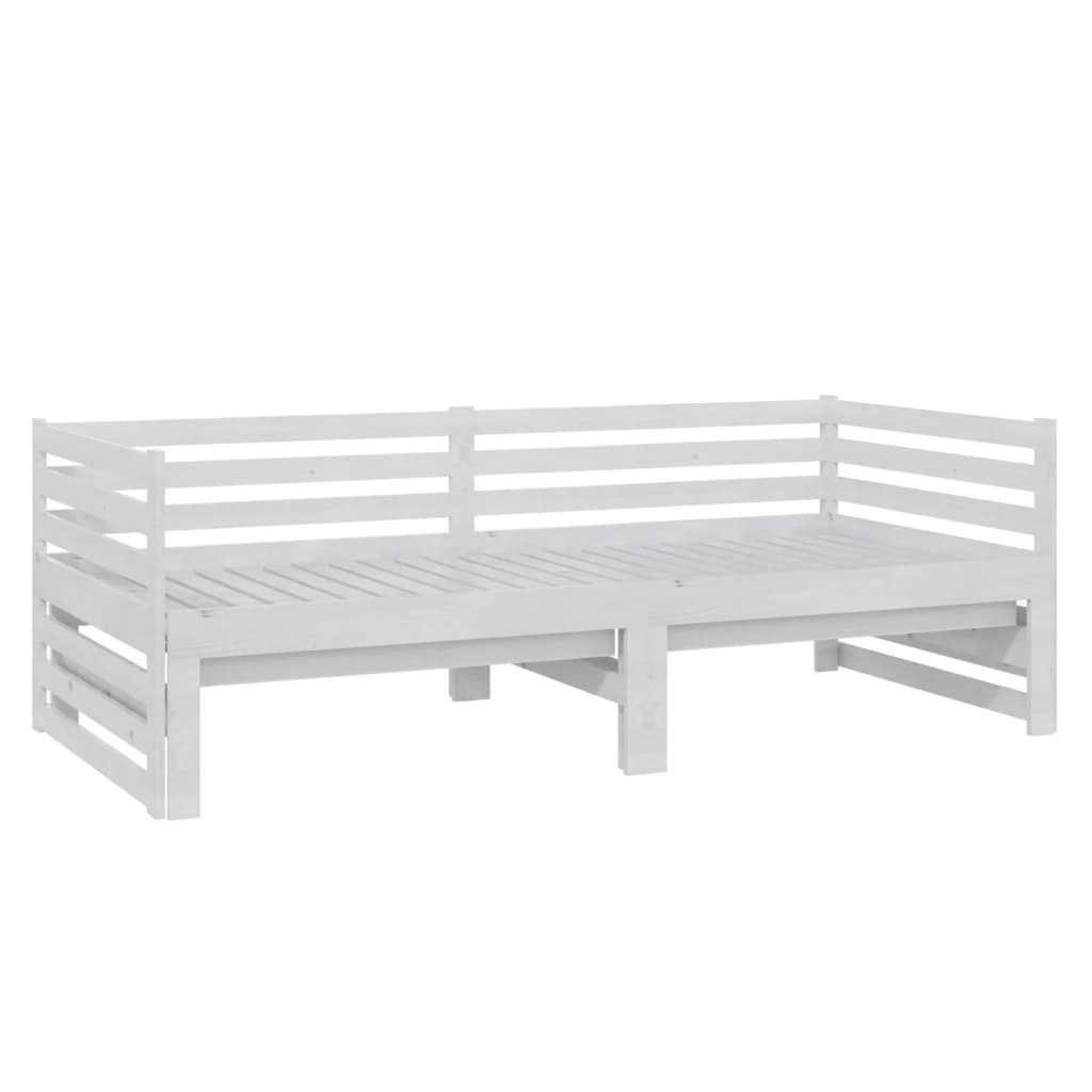 White Pull-out Day Bed Frame - No Mattress, 2x(90x200)cm