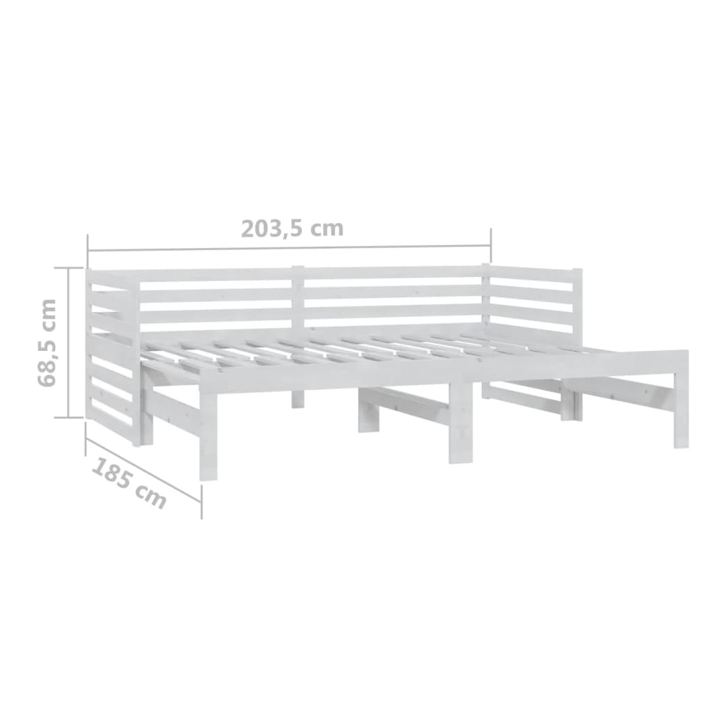 White Pull-out Day Bed Frame - No Mattress, 2x(90x200)cm
