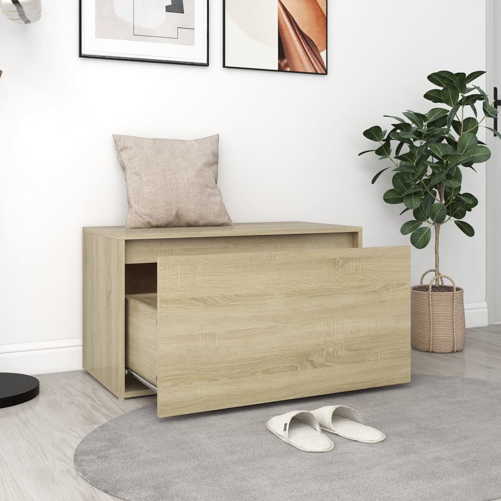 Elegant Sonoma Oak Hall Bench - 80x40x45 cm, Engineered Wood