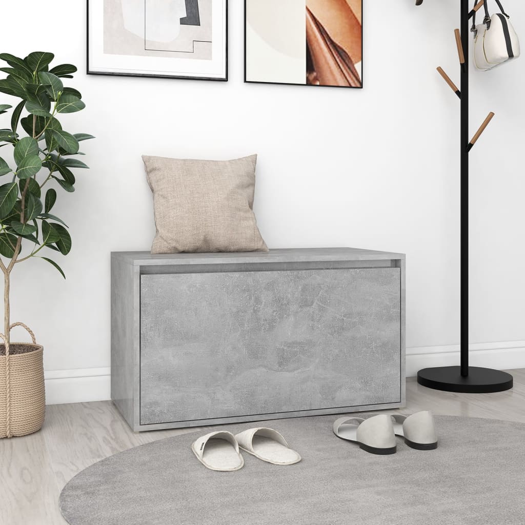 Concrete Grey Hall Bench, 80x40x45 cm, Engineered Wood Design