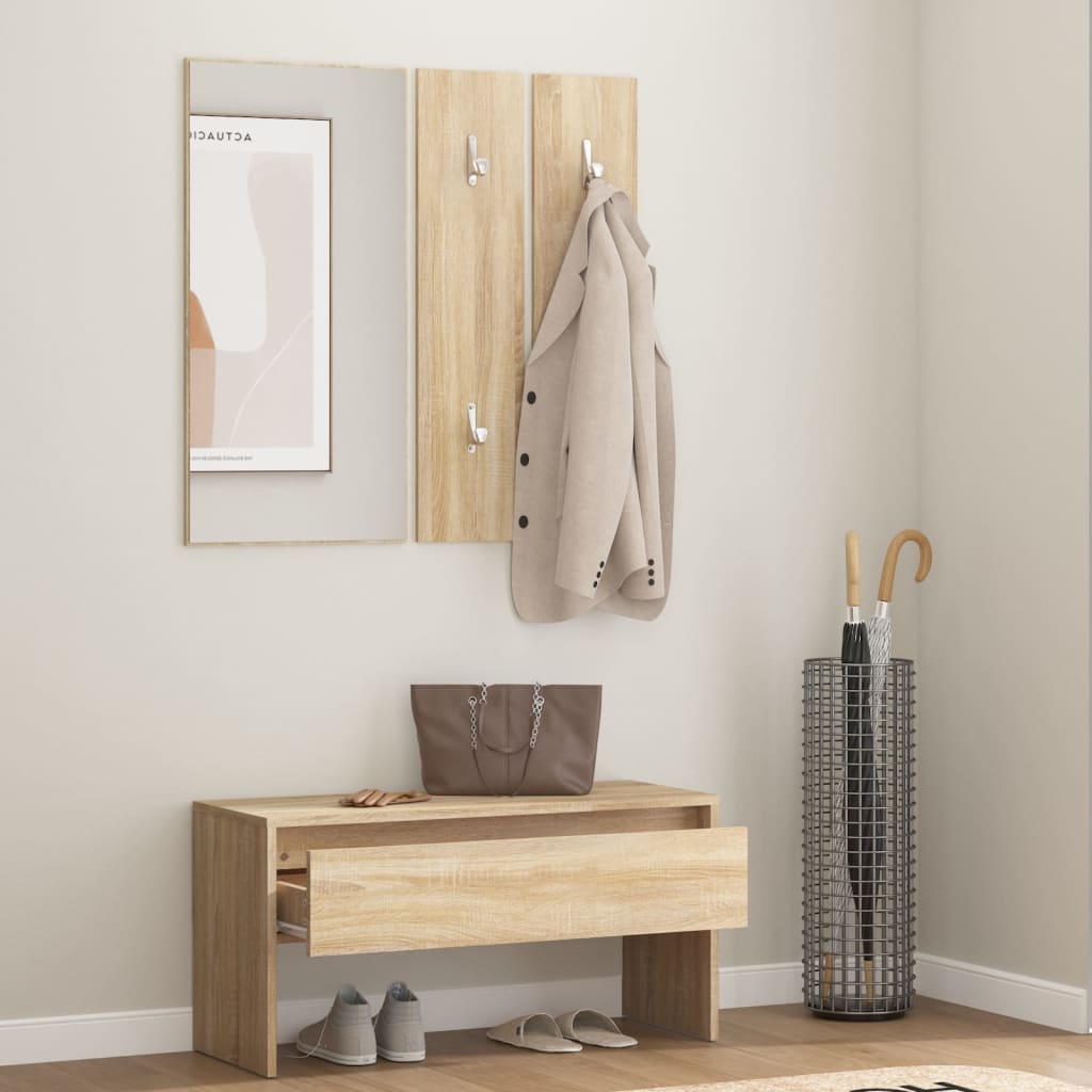 Sonoma Oak Hallway Furniture Set - Engineered Wood Elegance