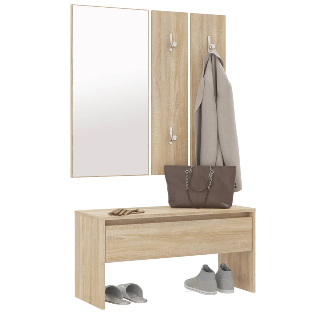 Sonoma Oak Hallway Furniture Set - Engineered Wood Elegance
