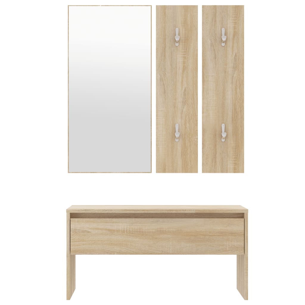 Sonoma Oak Hallway Furniture Set - Engineered Wood Elegance
