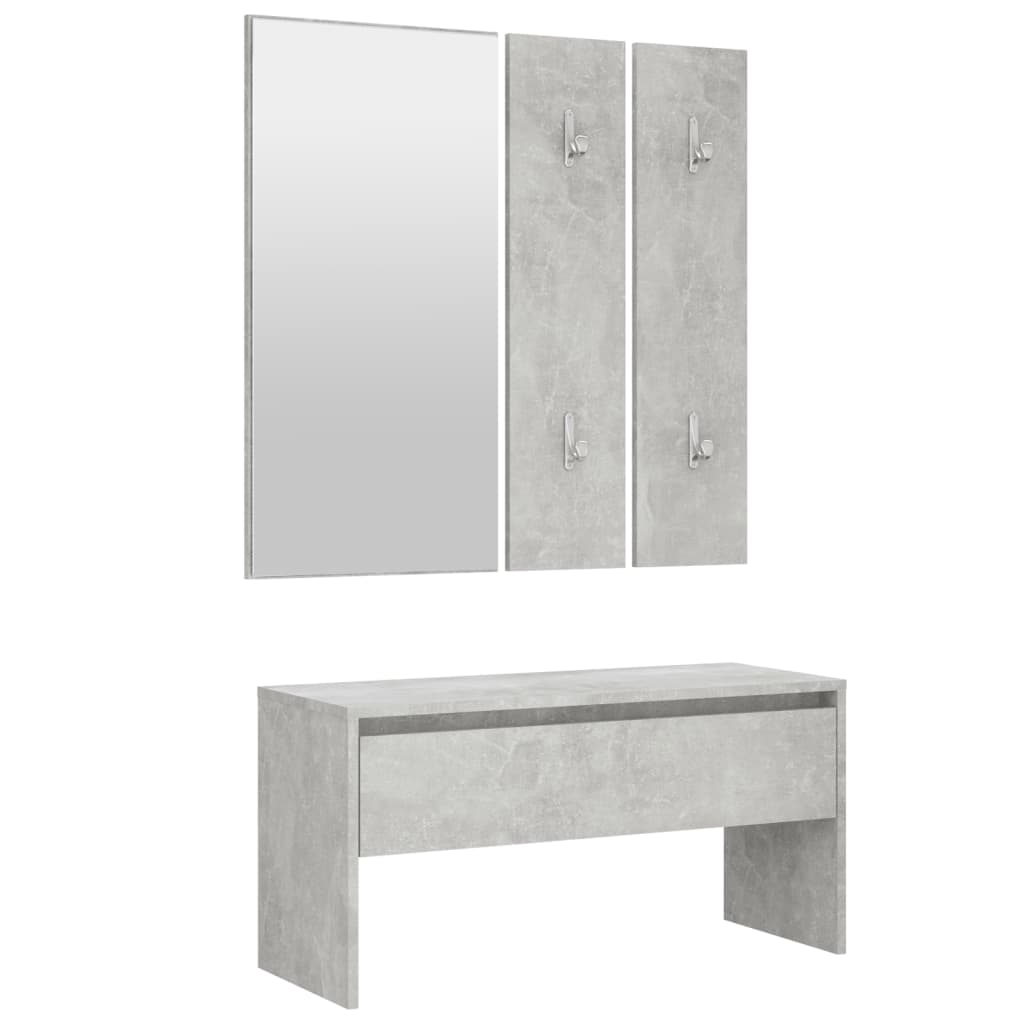 Concrete Grey Hallway Furniture Set in Engineered Wood