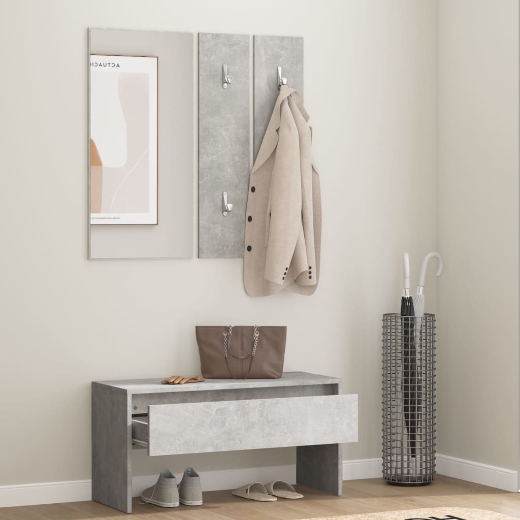 Concrete Grey Hallway Furniture Set in Engineered Wood