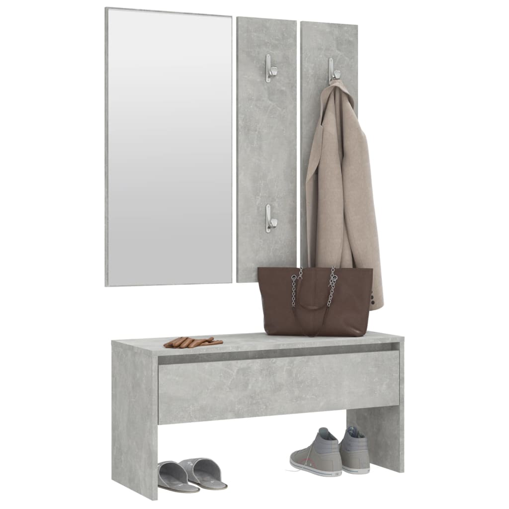 Concrete Grey Hallway Furniture Set in Engineered Wood