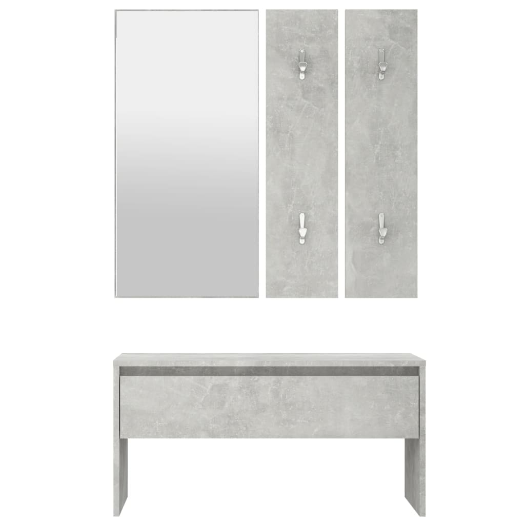 Concrete Grey Hallway Furniture Set in Engineered Wood