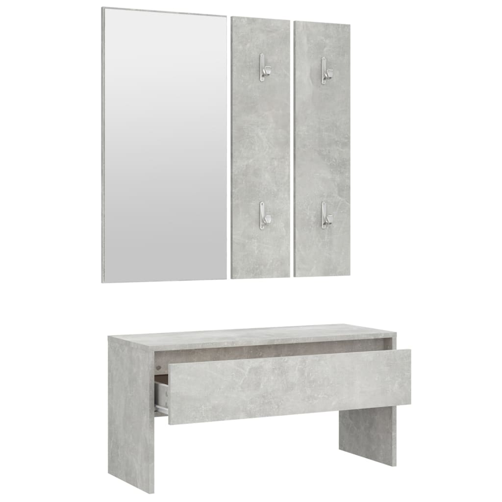 Concrete Grey Hallway Furniture Set in Engineered Wood