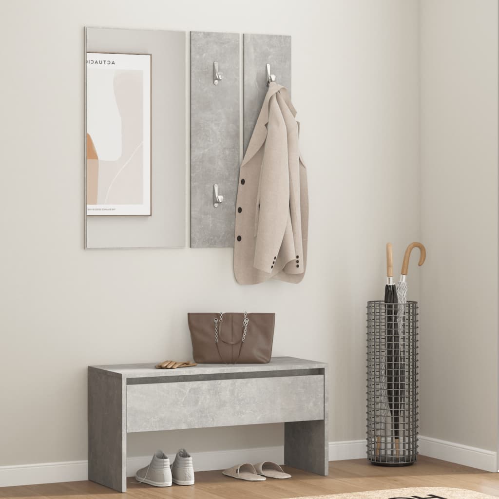 Concrete Grey Hallway Furniture Set in Engineered Wood