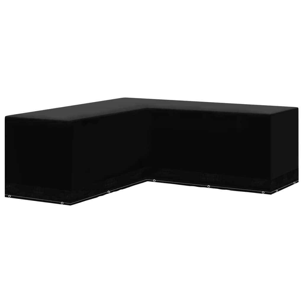 L-Shaped Garden Furniture Covers 2pc, Black, 12 Eyelets, 250x250x90cm