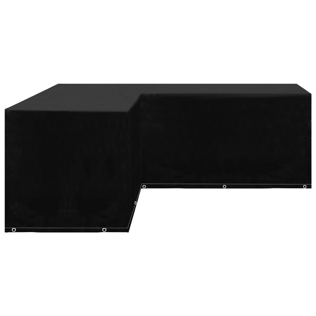 L-Shaped Garden Furniture Covers 2pc, Black, 12 Eyelets, 250x250x90cm