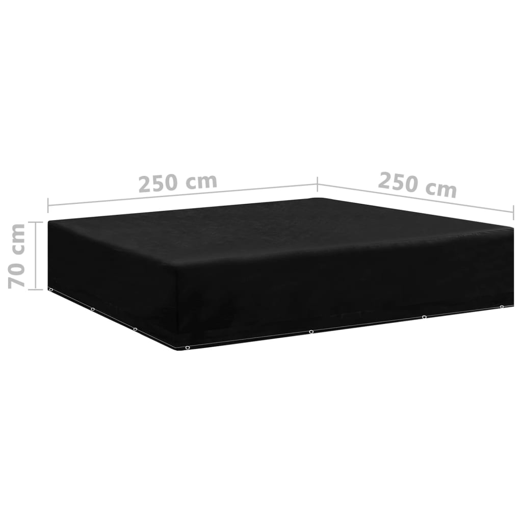 Waterproof Garden Furniture Covers, 12 Eyelets, 250x250x70 cm, Black