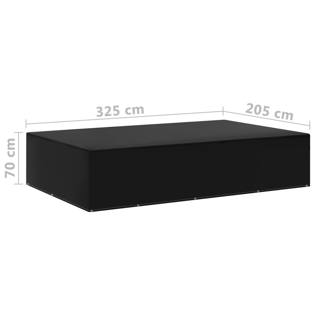 Durable Black Garden Furniture Covers 2pcs, 12 Eyelets, 325x205x70 cm