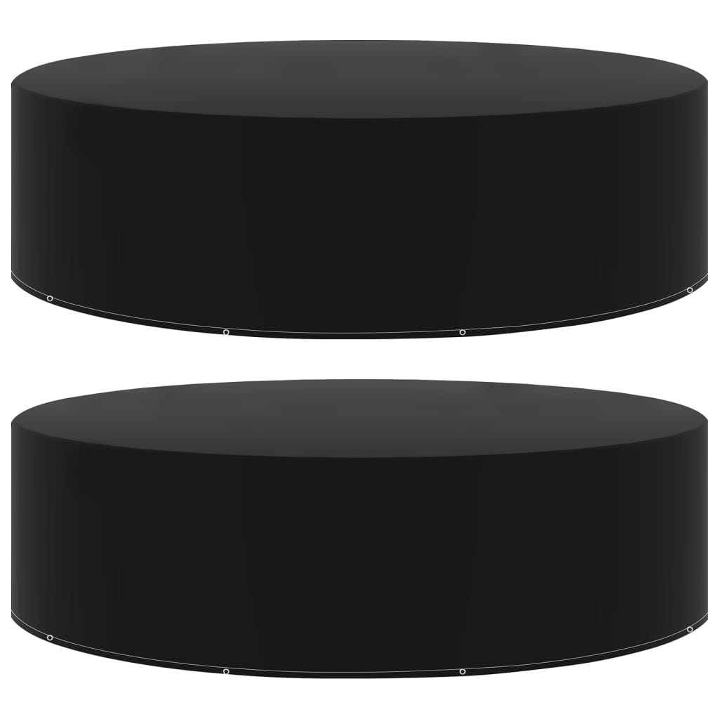 Durable Black Garden Furniture Covers 2pcs with 10 Eyelets 205x90cm