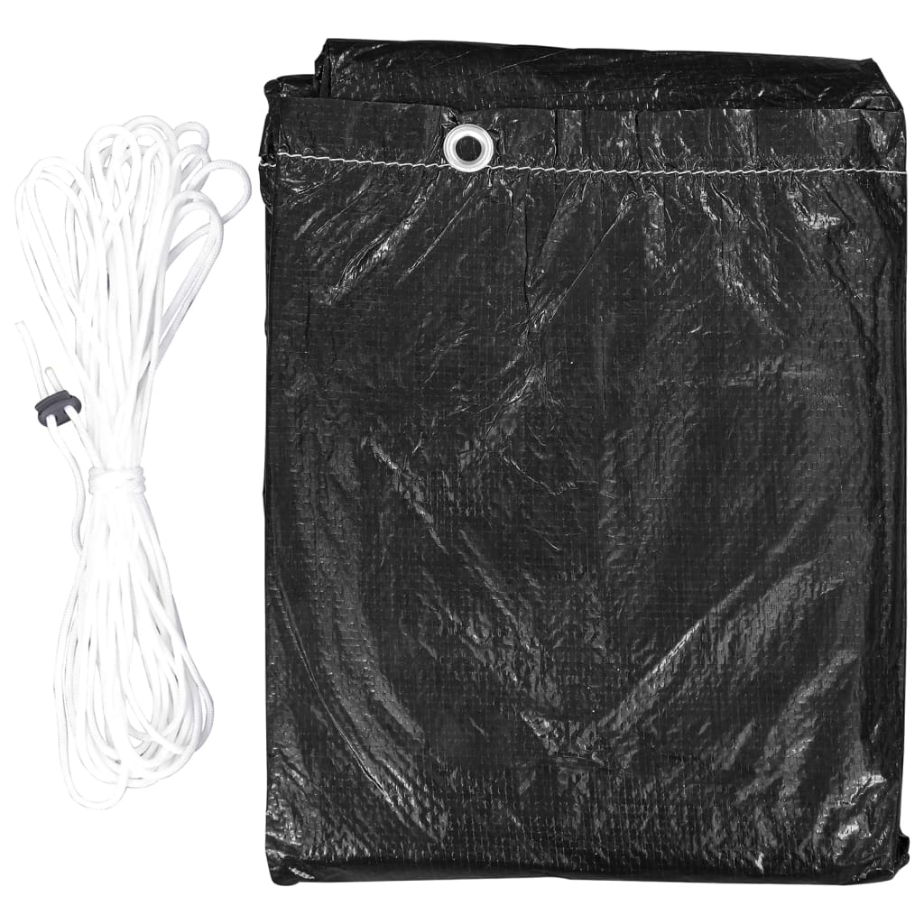 Durable Black Garden Furniture Covers 2pcs with 10 Eyelets 205x90cm